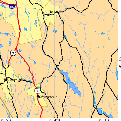 Zip code 06896 close-up map