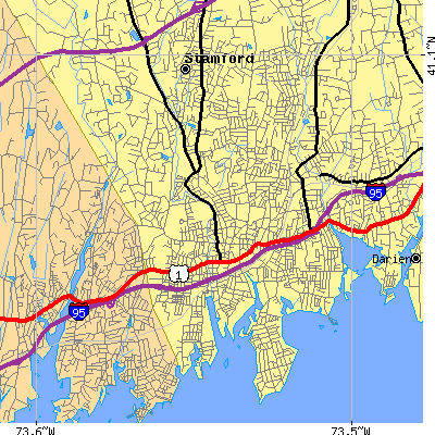 Zip code 06902 close-up map