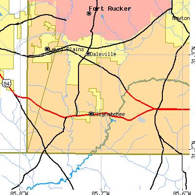 Zip code 36322 close-up map