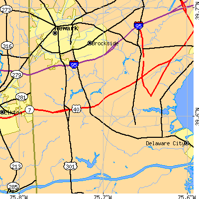 Zip code 19702 close-up map