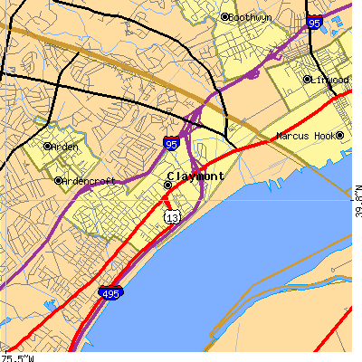 Zip code 19703 close-up map