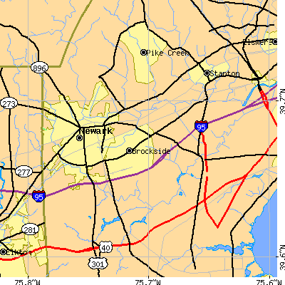 Zip code 19713 close-up map