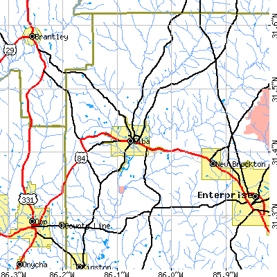 Zip code 36323 close-up map