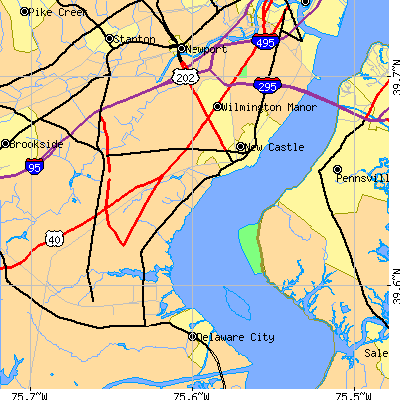 Zip code 19720 close-up map