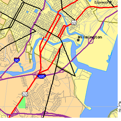 Zip code 19801 close-up map