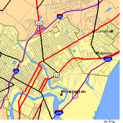 Zip code 19802 close-up map