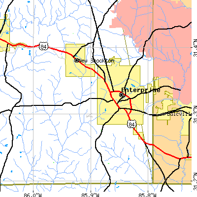 Zip code 36330 close-up map