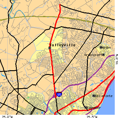 Zip code 19803 close-up map