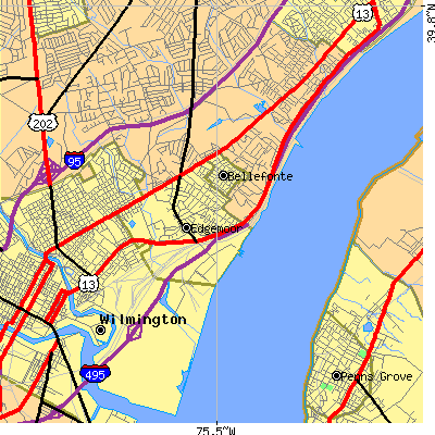 Zip code 19809 close-up map