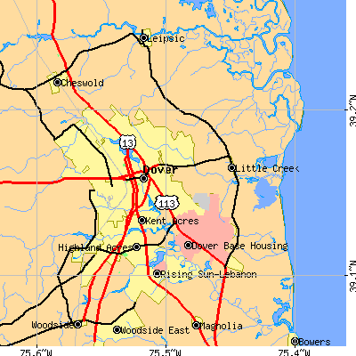 Zip code 19901 close-up map