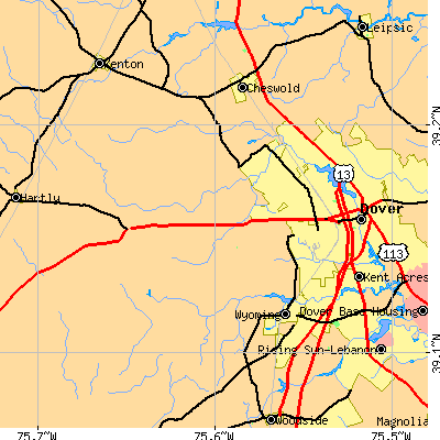 Zip code 19904 close-up map