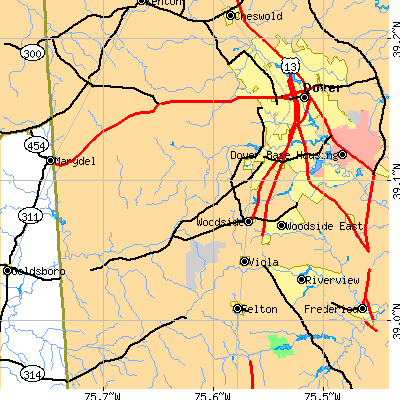 Zip code 19934 close-up map