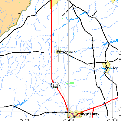 Zip code 19941 close-up map