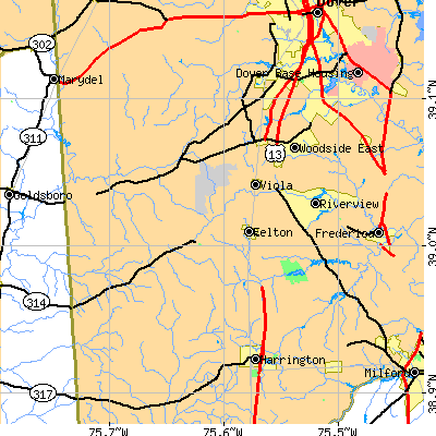 Zip code 19943 close-up map
