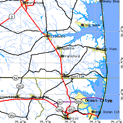Zip code 19945 close-up map