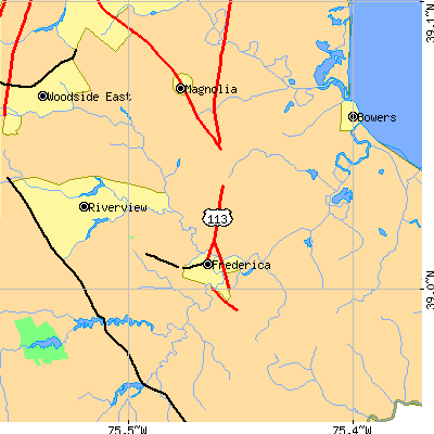 Zip code 19946 close-up map