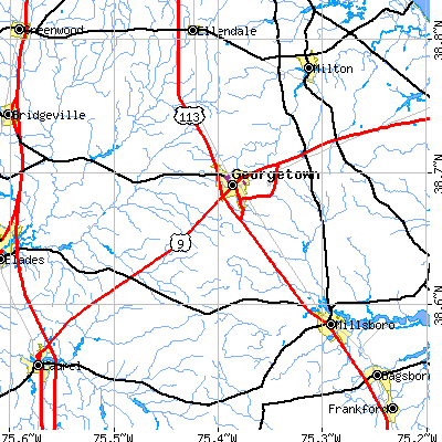 Zip code 19947 close-up map