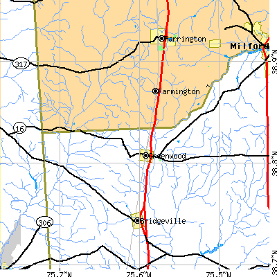 Zip code 19950 close-up map