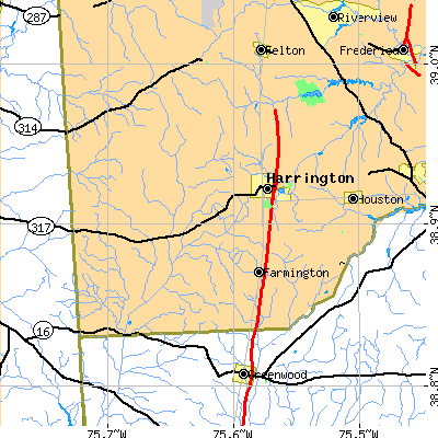 Zip code 19952 close-up map