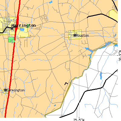 Zip code 19954 close-up map