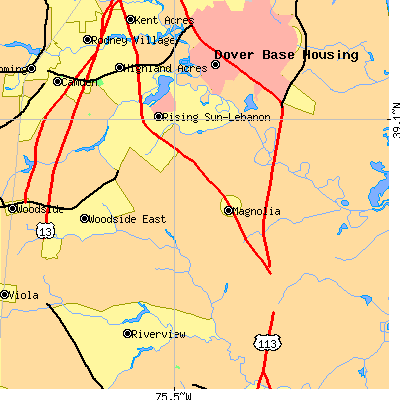 Zip code 19962 close-up map