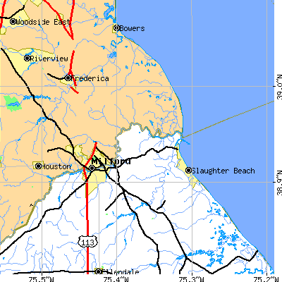 Zip code 19963 close-up map