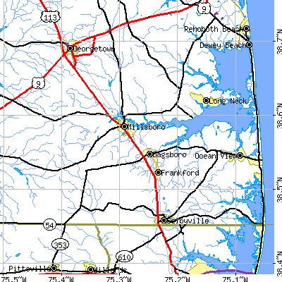 Zip code 19966 close-up map