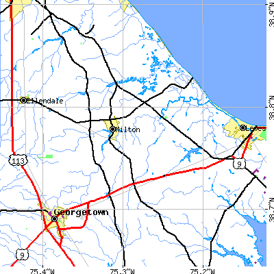 Zip code 19968 close-up map