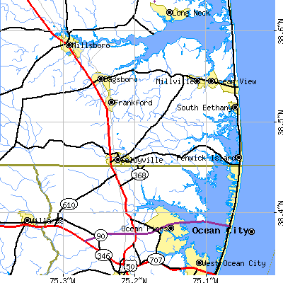 Zip code 19975 close-up map