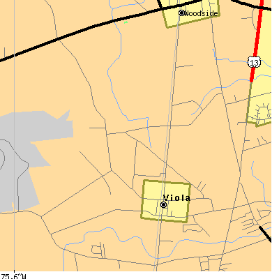 Zip code 19979 close-up map