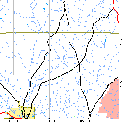 Zip code 36346 close-up map