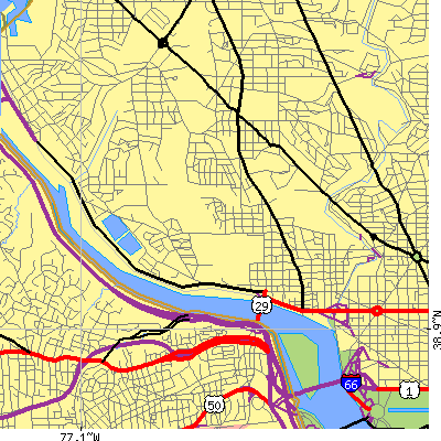 Zip code 20007 close-up map