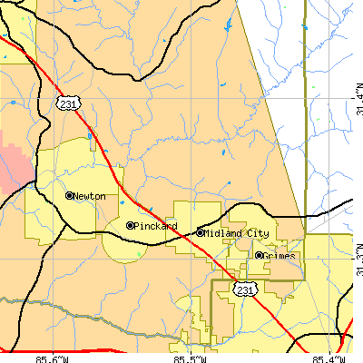 Zip code 36350 close-up map