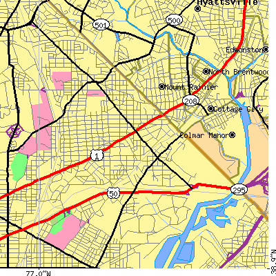Zip code 20018 close-up map