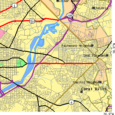 Zip code 20019 close-up map