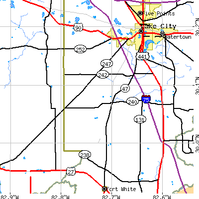 Zip code 32024 close-up map