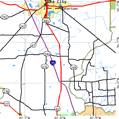 Zip code 32025 close-up map