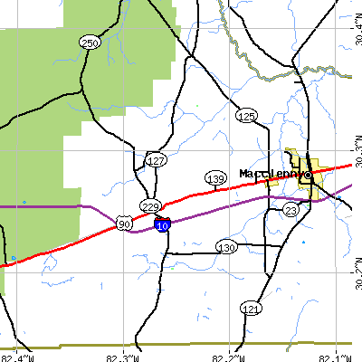 Zip code 32040 close-up map