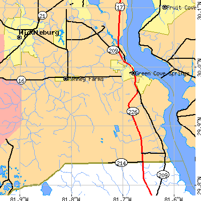 Zip code 32043 close-up map