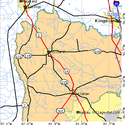 Zip code 32046 close-up map