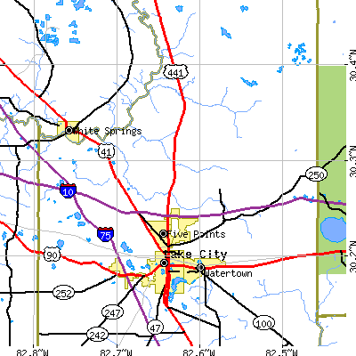 Zip code 32055 close-up map
