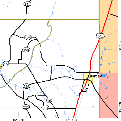 Zip code 32058 close-up map