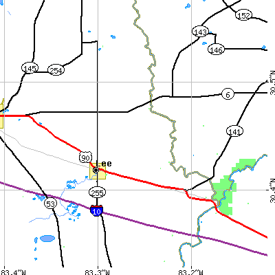 Zip code 32059 close-up map