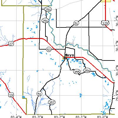 Zip code 32066 close-up map