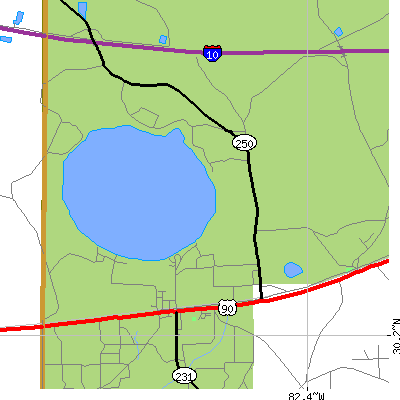 Zip code 32072 close-up map