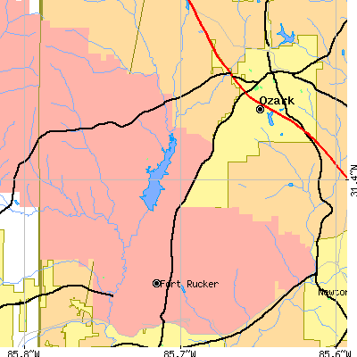 Zip code 36362 close-up map