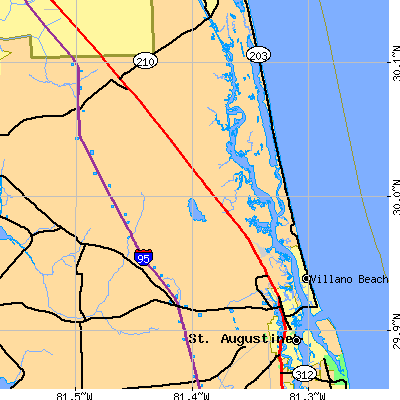 Zip code 32095 close-up map