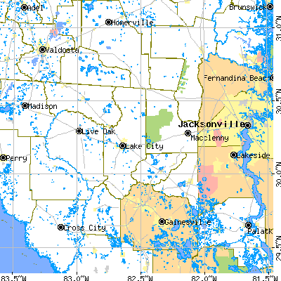 Zip code 320XX close-up map