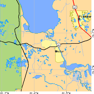 Zip code 32102 close-up map