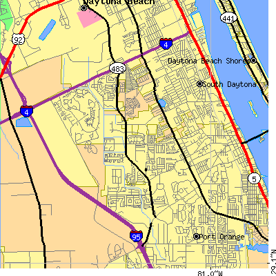 Zip code 32119 close-up map